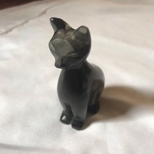 Miniature Black Stone Cat Statue